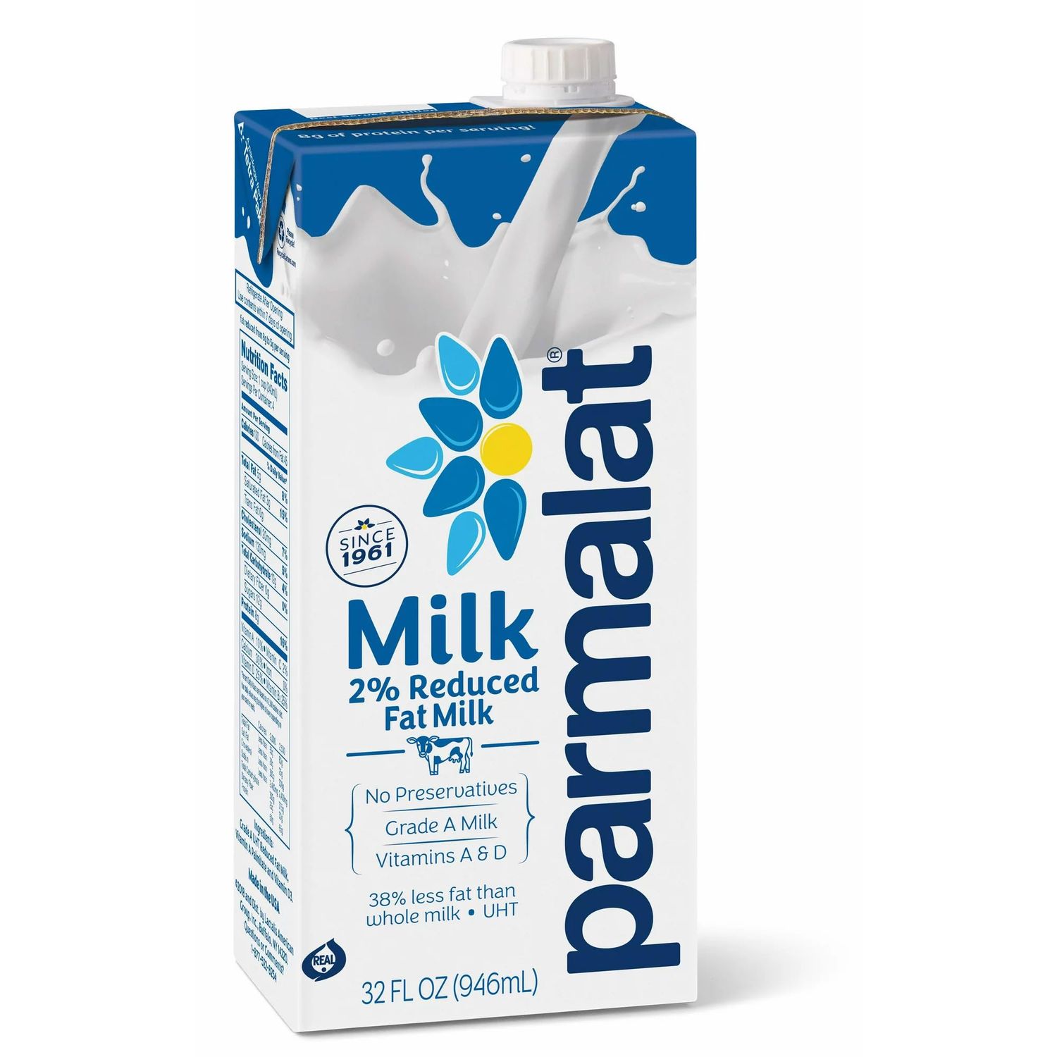 Parmalat Shelf Stable 2% Reduced Fat Milk 1 Qt (Pack of 3)