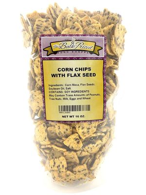 Corn Chips with Flax Seed, Healthy Snacks, Bulk Size (1 lb. Resealable Zip Lock Stand Up Bag)
