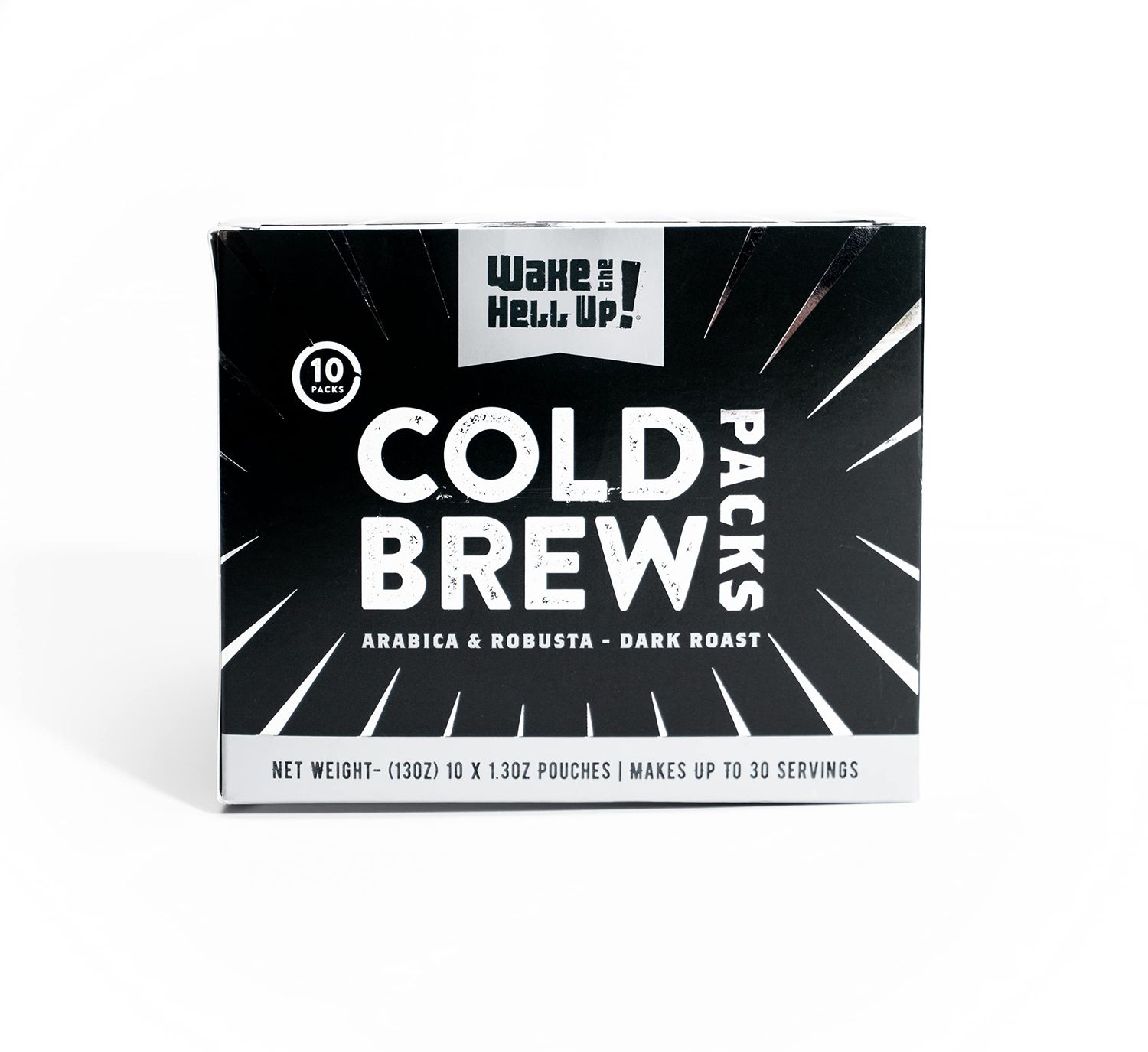 Wake The Hell Up! Cold Brew Steeping Pouches Ultra-Caffeinated Coffee | 10 Count, 1.3 oz Pouches | Perfect Balance of High Caffeine &amp; Great Flavor.