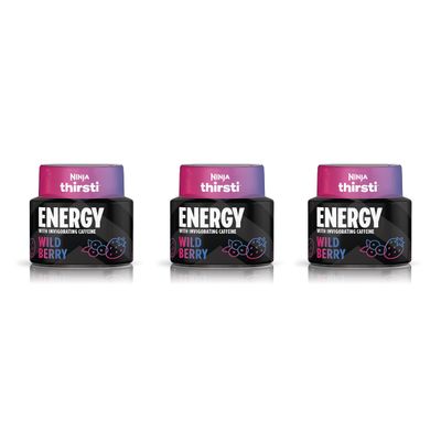 Ninja Thirsti Flavored Water Drops, FRUITI CHILL+ Wild Berry, Bold Fruit Flavor with Caffeine, Sparkling or Still, Zero Calories, Zero Sugar, Makes 17, 12oz drinks, 3 Pack, WCFWDBRAM