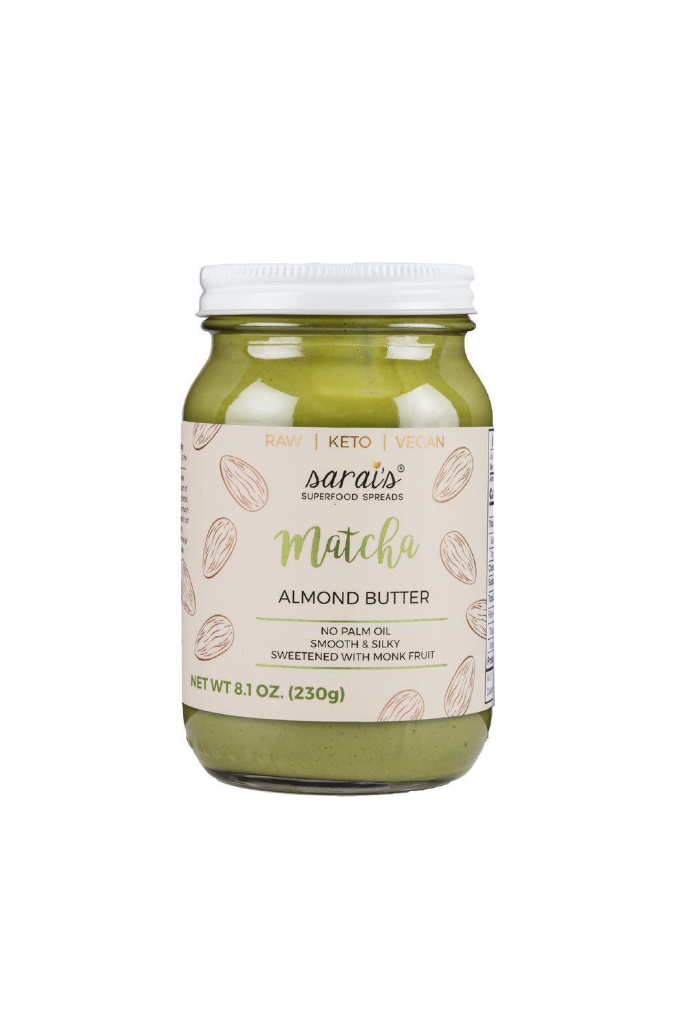 Sarais Matcha Almond Nut Butter, Silky Smooth, Paleo, Vegan, Gluten Free, Kosher, 8.11 Ounce (Engish Version)