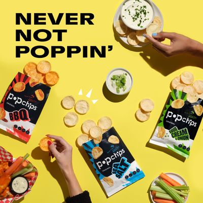 Popchips Potato Chips Variety Pack, Sea Salt, BBQ, Sour Cream &amp; Onion, 12ct Single Serve 0.8oz Bags, Gluten Free, Salty Snacks for Adults and Children, Non-GMO &amp; Kosher, 100 Calories Per Bag