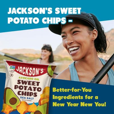 Jacksons Sweet Potato Kettle Chips with Sea Salt made with Premium Avocado Oil (5 oz, Pack of 12) - Allergen-friendly, Gluten Free, Peanut Free, Vegan, Paleo Friendly - Shark Tank Product