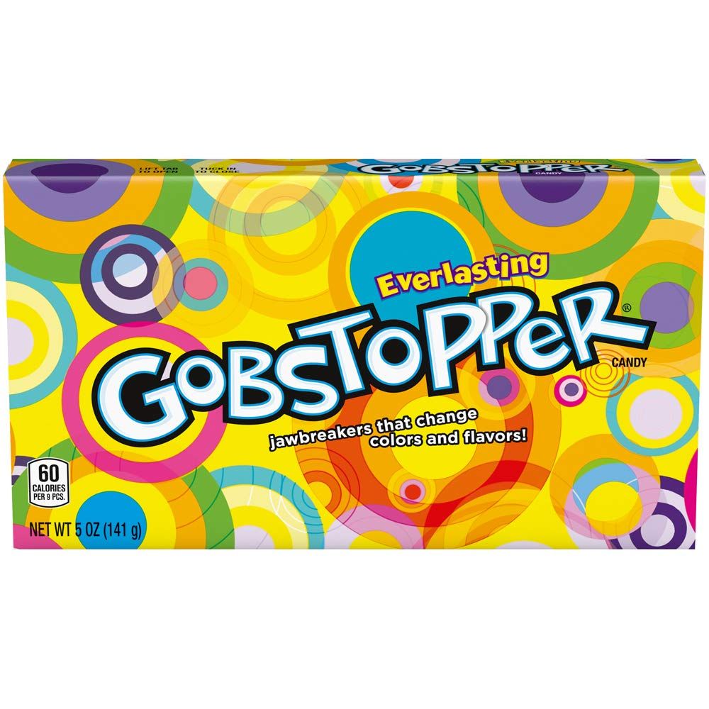 Everlasting Gobstopper Candy Jawbreakers Hard Candies Assorted Fruit Flavors Multicolor Candy Mix Movie Theater Box Candy Snack 1 - 5 oz Box