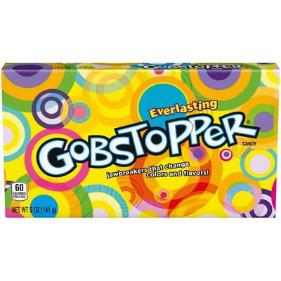 Everlasting Gobstopper Candy Jawbreakers Hard Candies Assorted Fruit Flavors Multicolor Candy Mix Movie Theater Box Candy Snack 1 - 5 oz Box