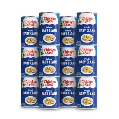 Chicken of the Sea Whole Baby Clams in Can, 10 Ounce Cans (Pack of 12), Perfect for Pasta or Seafood Recipes