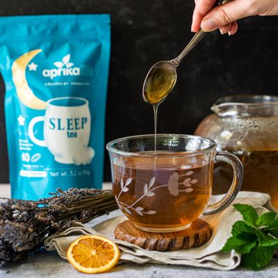 Aprika Life Sleep Tea for Bedtime Relaxation &amp; Stress Relief - Natural Caffeine-Free Herbal Nighttime Tea with Chamomile, Lavender, Mint &amp; Hibiscus - No Melatonin Sleep Aid - Relaxing Tea Bags 60 Pack