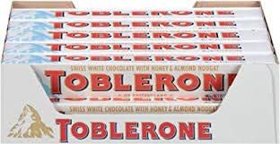 Toblerone Swiss White Chocolate Bars With Honey &amp; Almond Nougat, 20 - 3.52 Oz Bars,, 20Count