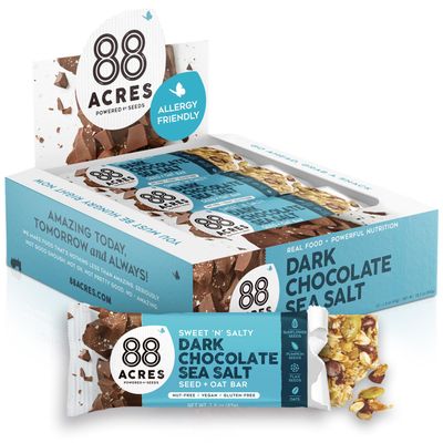88 Acres Granola Bars | Dark Chocolate Sea Salt | Gluten Free, Nut-Free Oat and Seed Snack Bar | Vegan &amp; Non GMO | 12 Pack