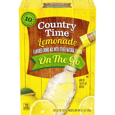 Country Time Lemonade Naturally Flavored Powdered Drink Mix, 60 ct Packs, 6 Boxes of 10 On-the-Go Packets