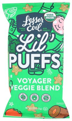LesserEvil Organic Veggie Blend Lil&#39; Puffs, 2.5 OZ