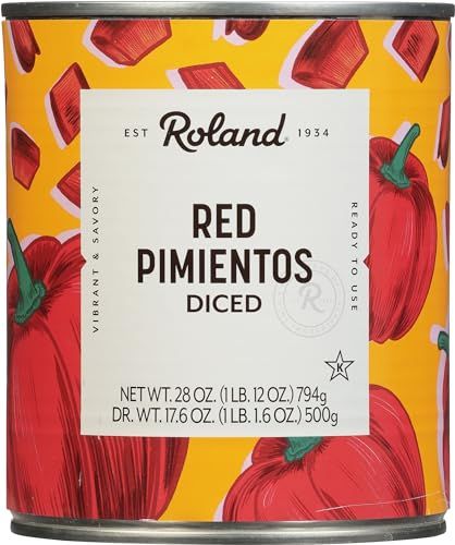 Roland Diced Red Pimiento Peppers, Specialty Imported Food, 28-Ounce Can ( 6 Count) - Packaging may vary