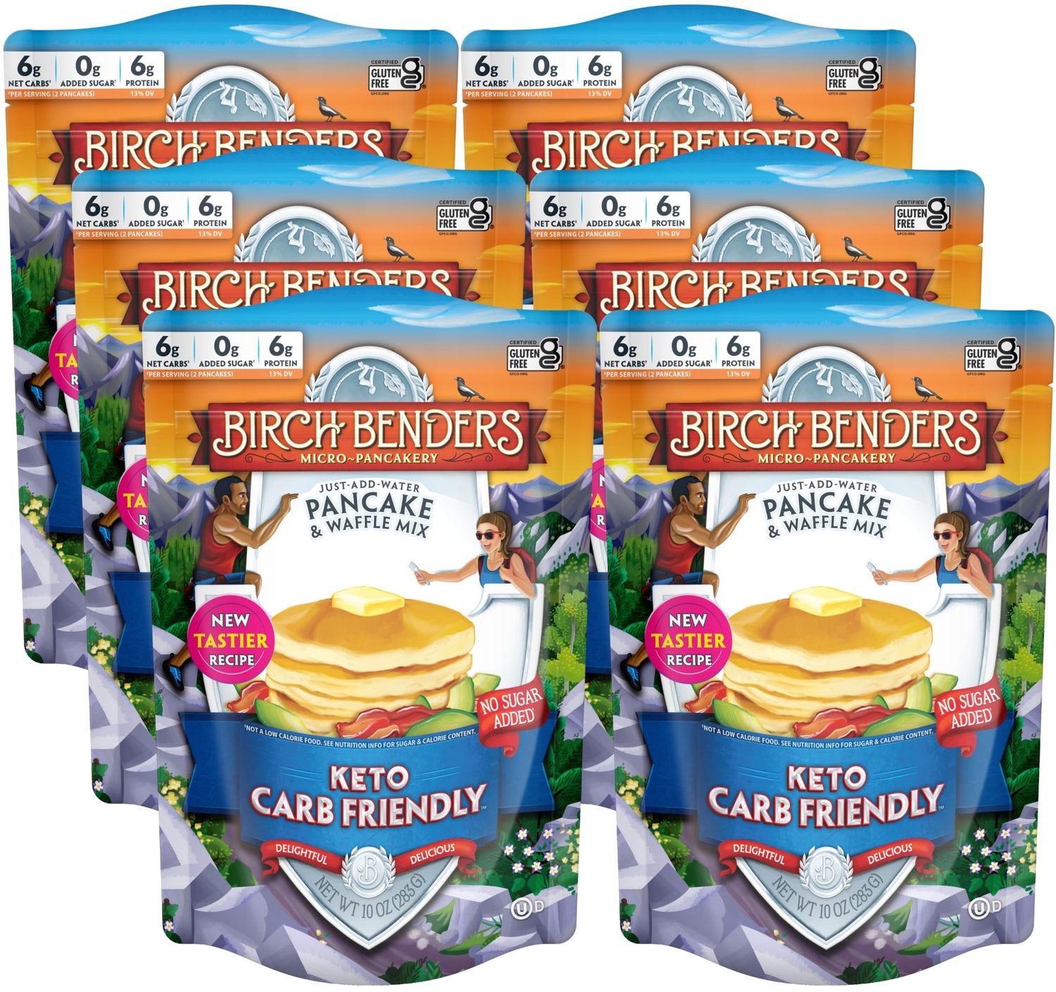Keto Pancake &amp; Waffle Mix by Birch Benders, High Protein, Gluten-free, Keto-Friendly, 10 oz (Pack of 6)