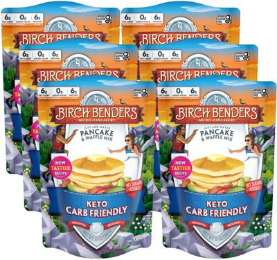 Keto Pancake &amp; Waffle Mix by Birch Benders, High Protein, Gluten-free, Keto-Friendly, 10 oz (Pack of 6)