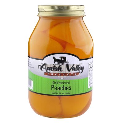 Amish Valley Products Old Fashioned Peaches Halves Canned Jarred in 32 oz Glass Jar (1 Quart Jar - 32 oz)