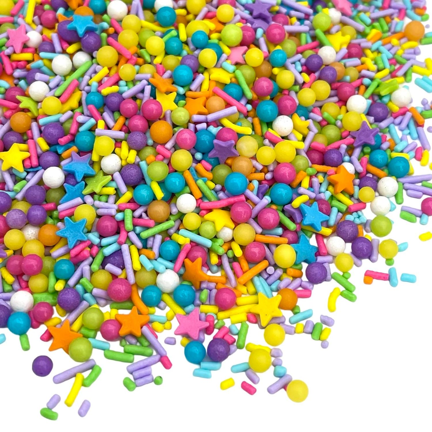 Manvscakes, pink sprinkles, valentines, cake sprinkles, gluten free, cookies, chocolate, fondant, princess topping, ice cream, edible, dessert decoration (Rainbow)