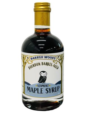 Bourbon Maple Syrup - Authentic &amp; Real Vermont Maple Syrup - Maple Syrup Aged in Premium Bourbon Barrels - Barred Woods Maple