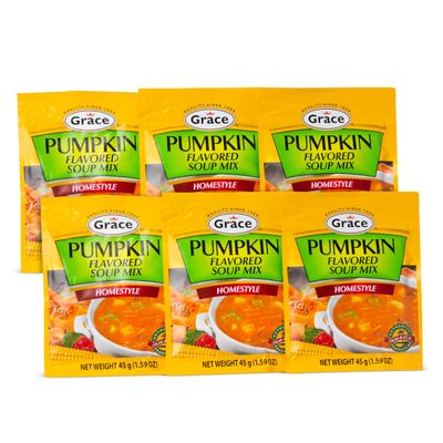 Grace Pumpkin Flavored Soup Mix 1.59oz - 6 Pack Homestyle Jamaican Pumpkin Soup Mix - Great for Caribbean Pumpkin Curry Soup