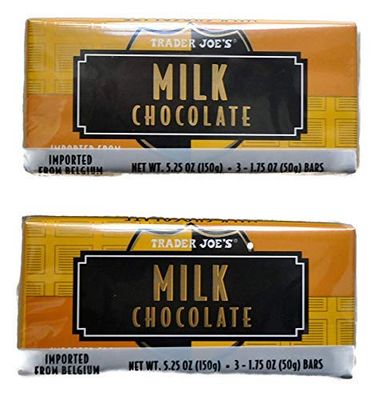 Trader Joe&#39;s Belgian Milk Chocolate Bars, 1.75 oz (2 Packs of 3)-SET OF 3