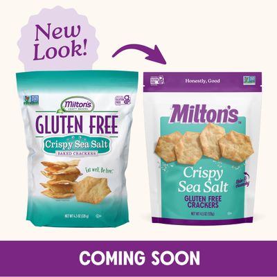 Milton's Craft Bakers Gluten Free Crispy Sea Salt Crackers - Baked Sea Salt Crackers, Non-GMO Project Verified, Kosher, Certified Gluten Free Sea Salt Snack, 5 Grains In Every Bite - 20 Oz, Pack of 2