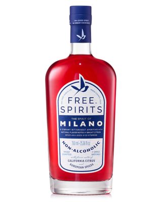 Free Spirits Non-Alcoholic Aperitivo Milano - Award Winning Bitter Red Aperitif Alternative - Low Calorie, Vegan, Gluten-Free with Vitamins - Natural Ingredients For Cocktails - 750 ml Bottle