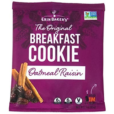 Erin Baker&#39;s Breakfast Cookies - Oatmeal Raisin, Whole Grain, Non-GMO, Naturally Sweetened, Healthy Snack - 3 oz, 12-Pack - 90010