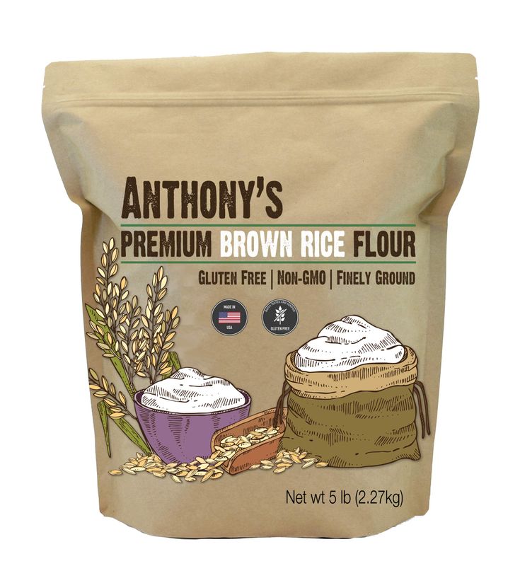 Anthony&#39;s Brown Rice Flour, 5 lb, Gluten Free, Non GMO, Product of USA, Vegan