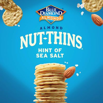 Blue Diamond Almonds Nut Thins Gluten Free Cracker Crisps, Hint of Sea Salt, 4.25 Oz Boxes (Pack of 6)