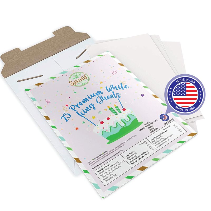 Splendid Sensations 25 ct Edible Paper, Edible Printer, Edible Images for Cakes, Edible Paper for Cakes and Cookies, Sugar Paper, Icing Sheets, Edible Cake Images, Edible Cake Prints