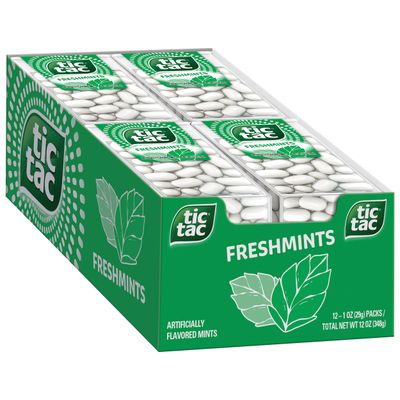 Tic Tac Freshmint Breath Mints, 12 Count, On-the-Go Refreshment, Stocking Stuffers, 1 oz Each