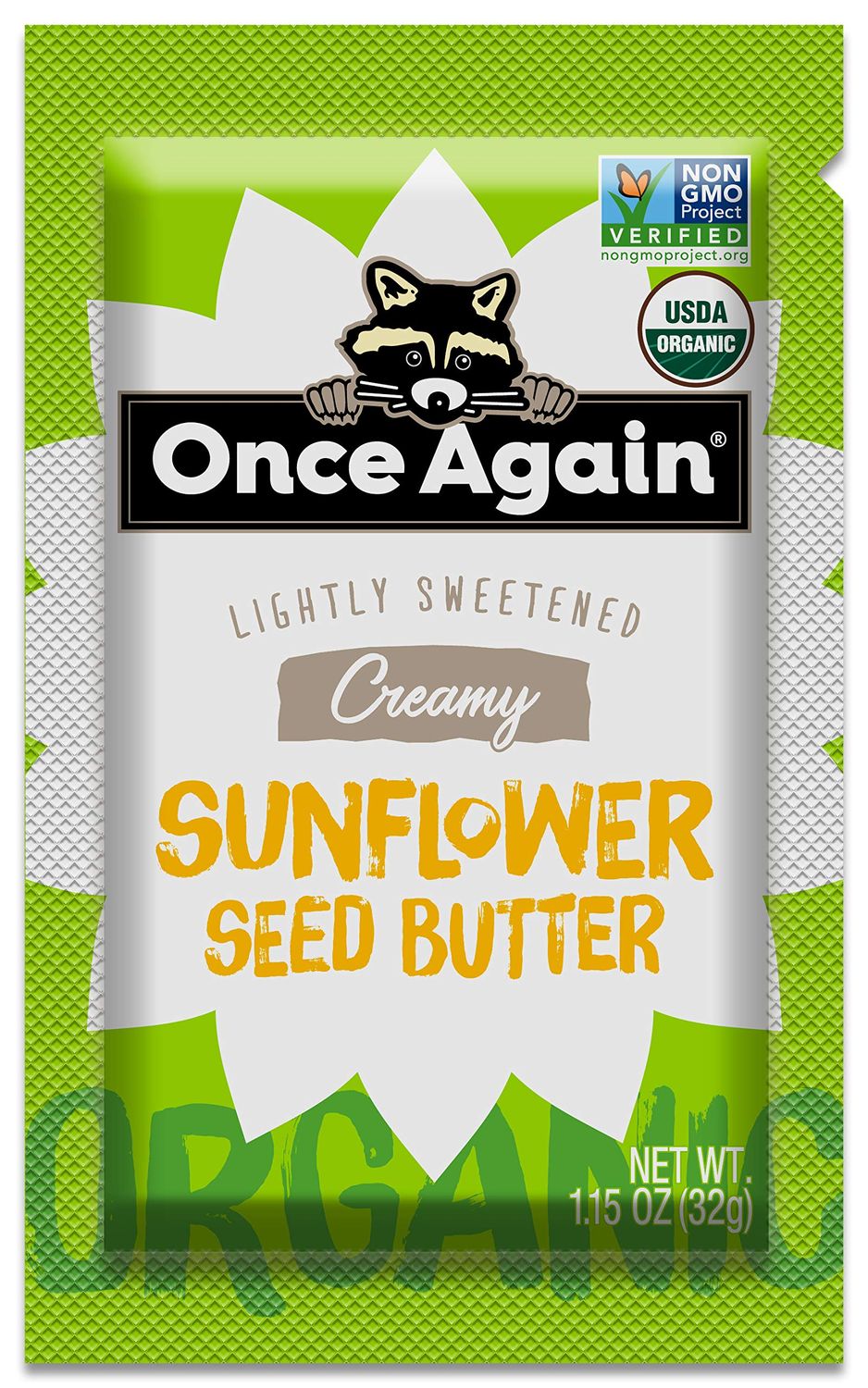 Once Again Organic Creamy Sunflower Butter - 1.15oz Squeeze Packs, 10 Count - Lightly Salted &amp; Sweetened - Peanut Free, USDA Organic, Gluten Free Certified, Vegan, Kosher