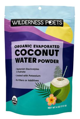 Wilderness Poets, Organic Evaporated Coconut Water Powder - 100% Coconut Water Powder - No Maltodextrin, No Fillers, No Additives - 1 Ingredient - Instant Mix (4 Ounce)