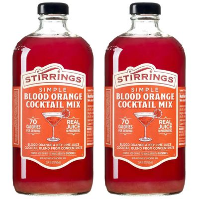 Stirrings 2 Pack Blood Orange Cocktail Mix 750ml Bottles - Real Juice No Preservatives - 90 Calories - Drink Mixer