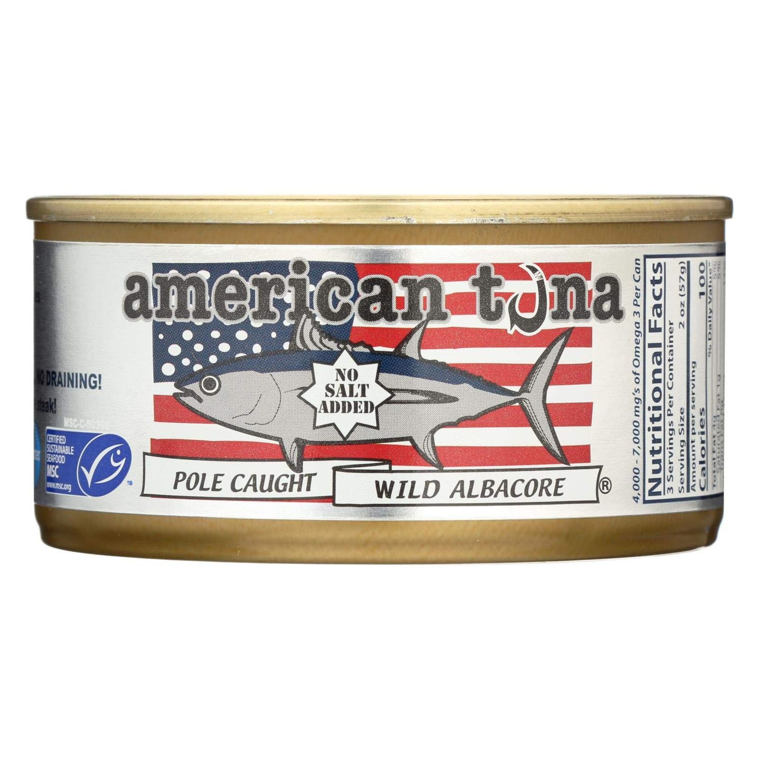 Wild Albacore Tuna Fish by American Tuna - No Salt Added, Wild Caught, MSC Certified, and One-by-One Pole Caught | (12) 6 Ounce Cans | Super Premium Canned Tuna for Health and Flavor Enthusiasts!