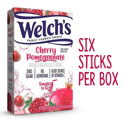 Welch's Singles To Go Water Drink Mix - Powder Sticks, Cherry Promegranate, 0.46 Ounce, 6CT (Pack of 8)