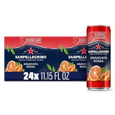 Sanpellegrino Italian Sparkling Drink Aranciata Rossa, Sparkling Orange and Blood Orange Beverage, 11.15 Fl Oz (Pack of 24)