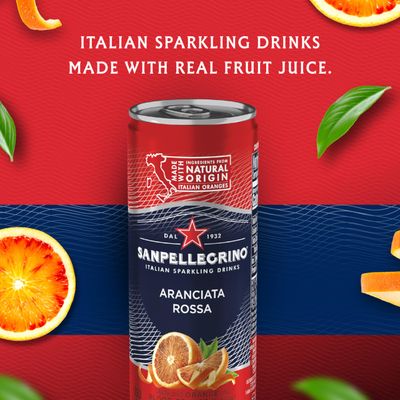 Sanpellegrino Italian Sparkling Drink Aranciata Rossa, Sparkling Orange and Blood Orange Beverage, 11.15 Fl Oz (Pack of 24)