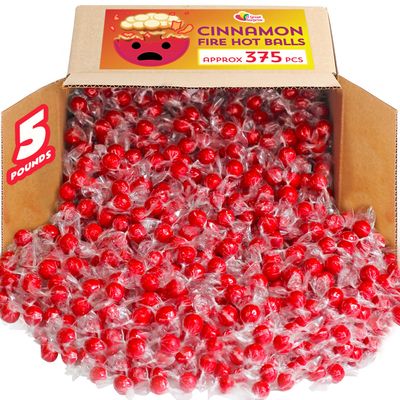 Red Hot Cinnamon Candy Balls - 5 Pounds - Valentine&#39;s Red Candy Bulk - Individually Wrapped Hot Fire Candies - Bulk Red Candies - Cinnamon Hot Candies