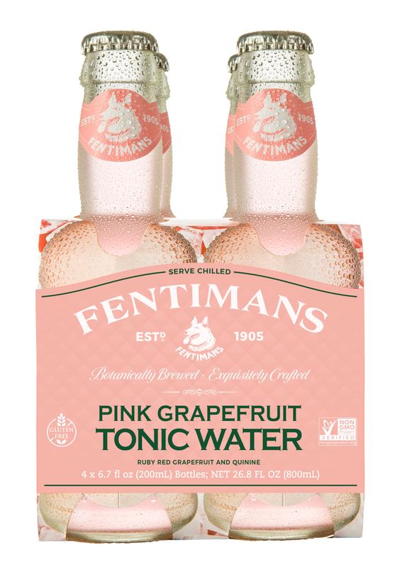 Fentimans Sparkling Pink Grapefruit Tonic Water - Grapefruit Sparkling Water, Craft Soda, Mixer with Natural Ingredients, Botanically Brewed - 6.7 Fl Oz (Pack of 4)