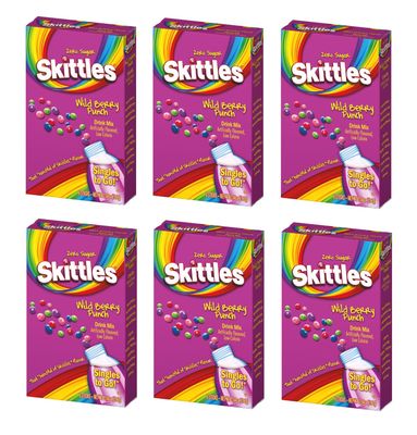 Skittles Singles To Go Drink Mix, Wild Berry Punch, 6 pack, 6 count boxes