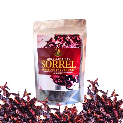 Rastaman Stew Dried Jamaican Sorrel, 100% Organic Hibiscus Sabdariffa | 4oz Air-Dried Hibiscus Flowers &amp; Sorrel Leaves | Rich in Antioxidants