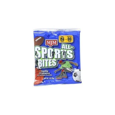 MJM All-Sports Bites Vanillas Grahams - Case of 25 Packs | Snack for Active Lifestyles | Wholesome Vanilla Flavor | Convenient and On-the-Go | Fuel Your Adventures