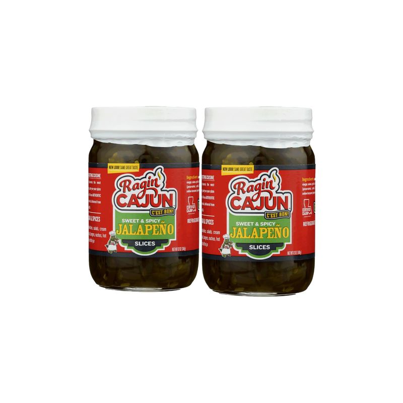 Candied Jalapeo Slices 12 fl oz Ragin&#39; Cajun Foods - Sweet and Spicy Pickled Peppers for Snacking, Sandwich Toppings, and Garnishes - Perfect for Adding Heat and Flair to Your Dishes (Pack of 2)