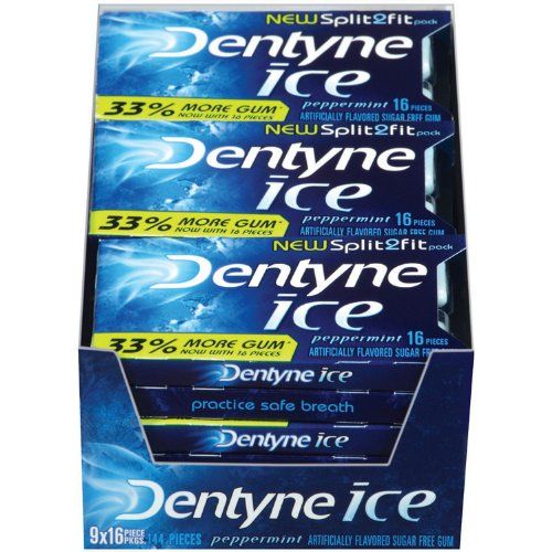 Dentyne Ice Sugar Free Gum - Peppermint 16-Piece Pack (9 Packs)