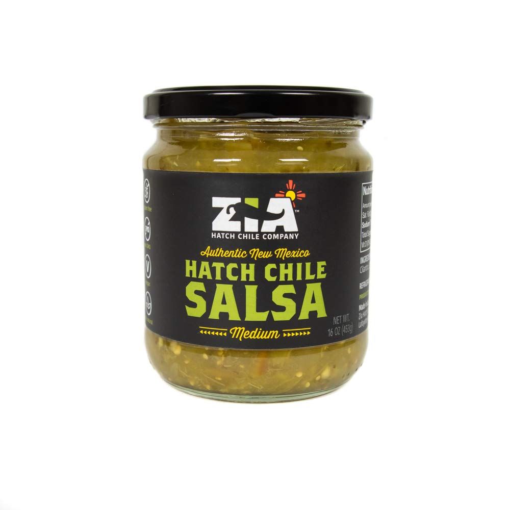 Authentic Roasted New Mexico Hatch Chile Salsa By Zia Green Chile Company - Delicious Flame-Roasted, Peeled &amp; Diced Southwestern Certified Green Peppers - Vegan &amp; Gluten-Free (MEDIUM HEAT LEVEL)