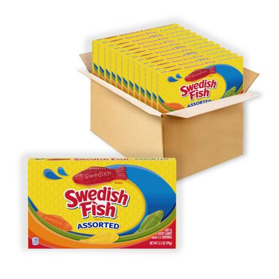 SWEDISH FISH Assorted Soft &amp; Chewy Candy, Bulk Candy, 12 - 3.5 oz Boxes
