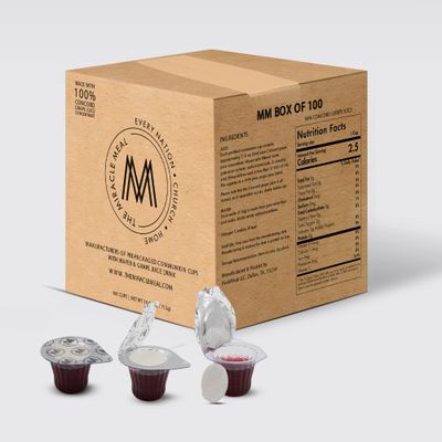 PACK IT HUB The Miracle Meal Pre-filled Communion Cups and Wafer Set - Box of 100 - Made with Concord Grape Juice &amp; Wafer-Made in the USA