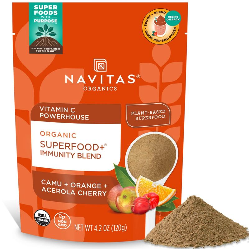 Navitas Organics Superfood+ Immunity Blend (Camu + Orange + Acerola Cherry), 30 Servings - Organic, Non-GMO, Vegan, Gluten-Free, Keto &amp; Paleo, 4.2 Ounce