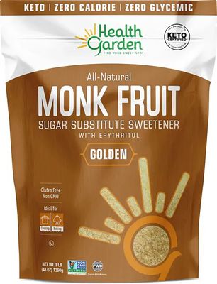 HEALTH GARDEN Monk Fruit Sweetener, Golden- Non GMO - Gluten Free - Sugar Substitute - Kosher - Keto Friendly (3 lbs) (9505)