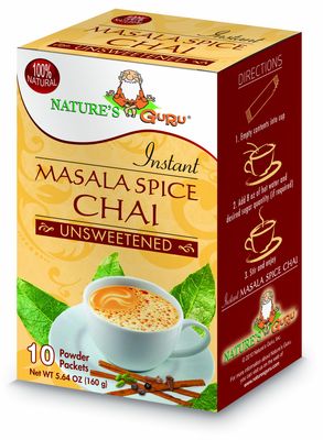 Nature&#39;s Guru Instant Masala Spice Chai Tea Drink Mix Unsweetened 10 Count Single Serve On-the-Go Drink Packets, 5.64 Ounce (Pack of 1) (MCU_FBA)